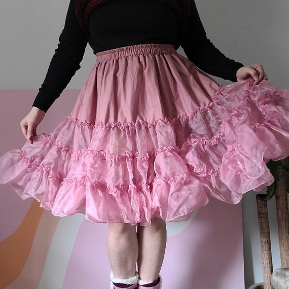 1980s Pink Petticoat Skirt Square Dance Dress