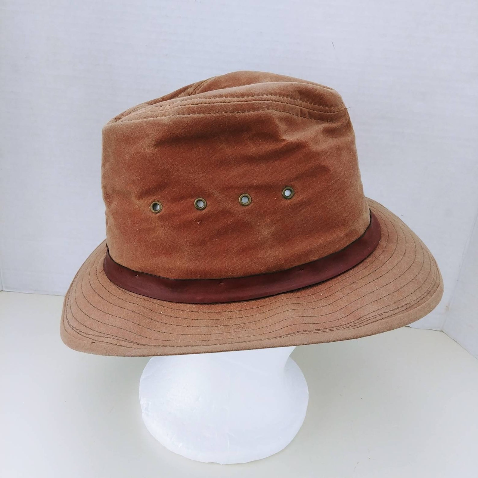 Vintage LL Bean Mens Hat Packer Fedora 1970s Waxed Cotton Etsy
