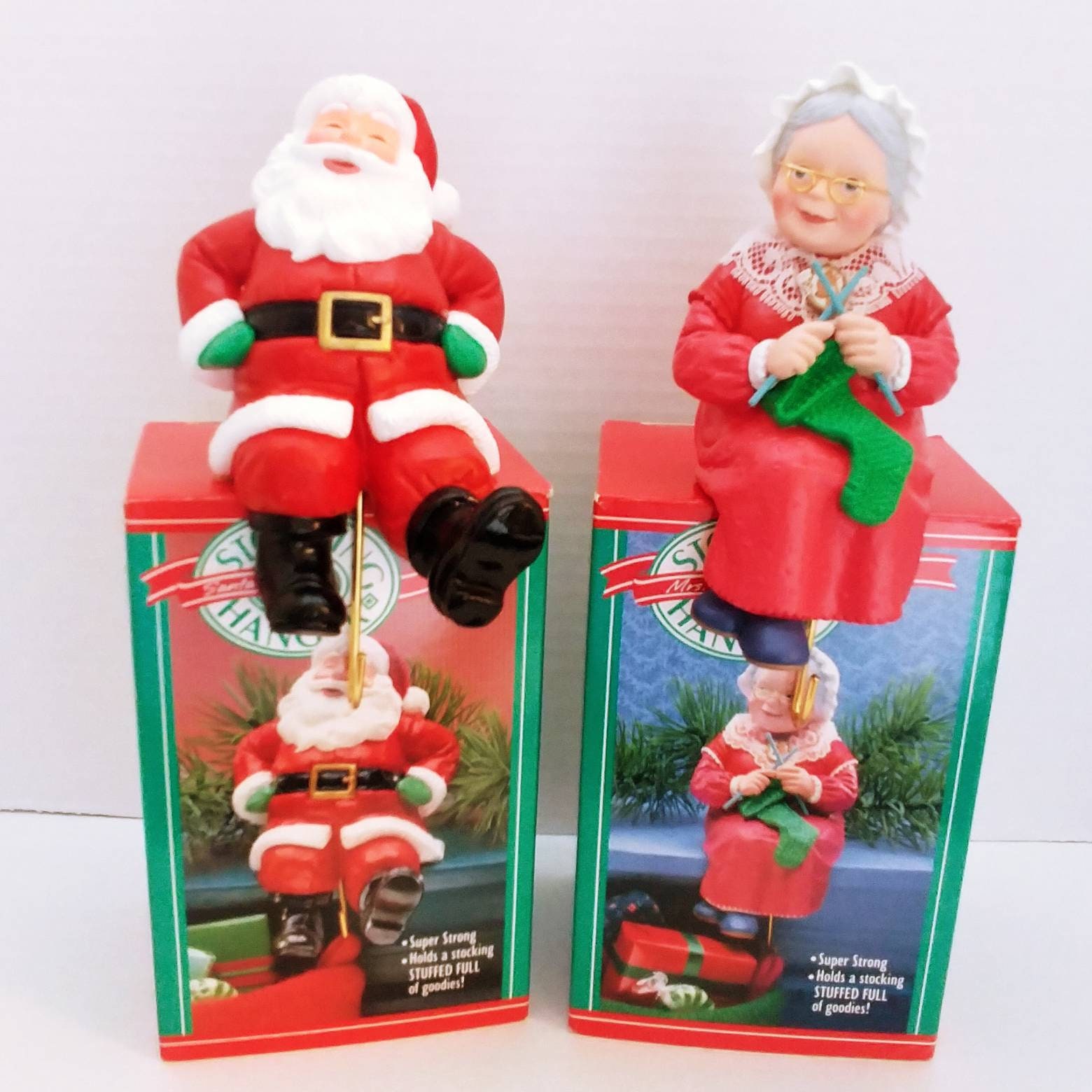 Vintage Hallmark 1988 Santa & Mrs. Claus Stocking Holders Etsy