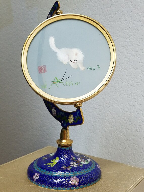 Unique Chinese Suzhou Su Silk Embroidery Of Cat And Cricket Etsy Unique Chinese Suzhou Su Silk Embroidery Of Cat And Cricket Etsy