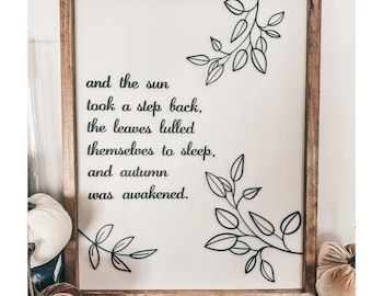And Autumn Was Awakened Sign, 3D Wood Fall Wall Art, Rustic Farmhouse Autumn Decor, Seasonal Quote Sign
