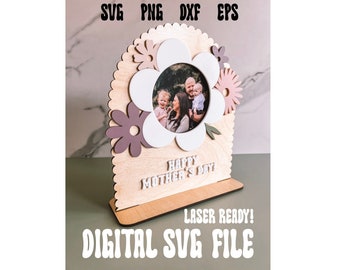 Muttertagsgeschenk | Boho Blumen Bilderrahmen Bogen | Boho Fotorahmen Bogenbogenständer | Digitale SVG-Datei | Laserbereit