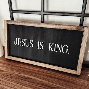 Handmade 3D Jesus Is King Sign | Rustic Christian Wall Art | Scripture Home Decor Gift