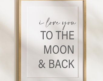 Te amo hasta la luna y más allá SVG: Cita romántica (Descarga digital)