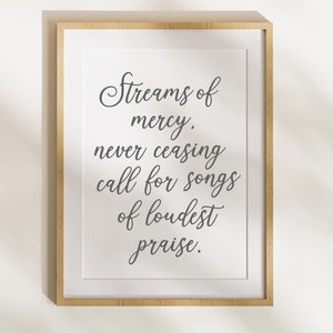 flots de miséricorde ne cessant jamais | typographie d'hymne | Téléchargement instantané d'hymnes | art design minimaliste