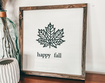 Happy Fall 3D Wood Sign: Autumn Maple Leaf Decor