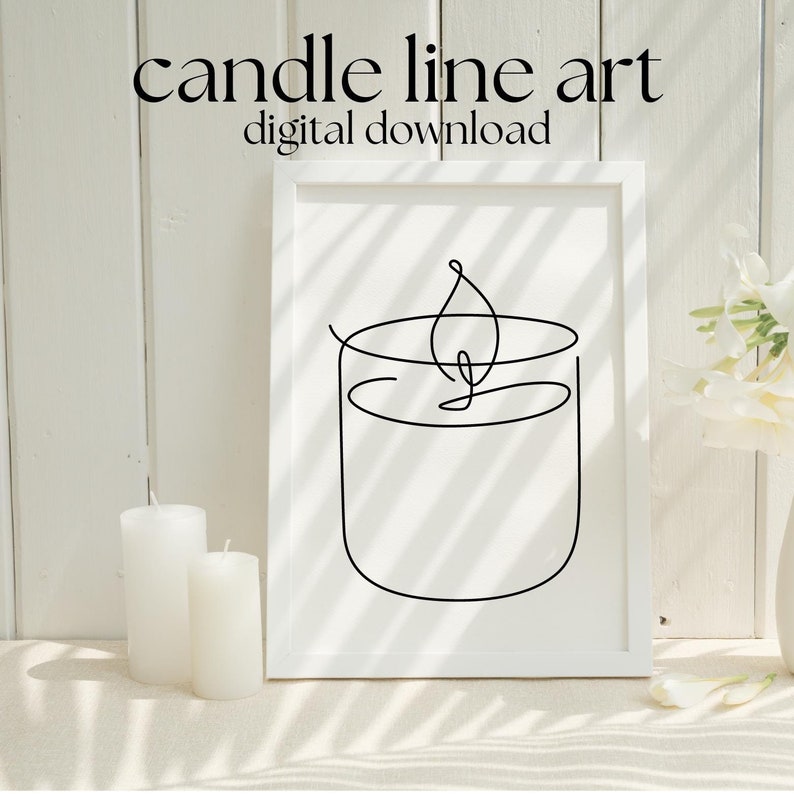 Modern Candle Line Art Logo Line Art Digital SVG File Laser Ready