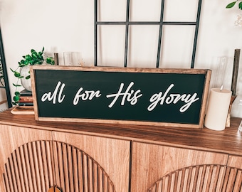 Handmade Wooden Christian Sign: 3D Farmhouse Decor | All For His Glory