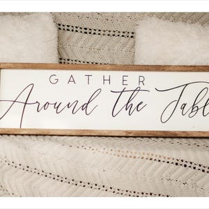 Gather Around the Table Sign, 3D Wood Kitchen Wall Decor, Farmhouse Dining Room Sign, Rustic Wall Art, Housewarming Gift