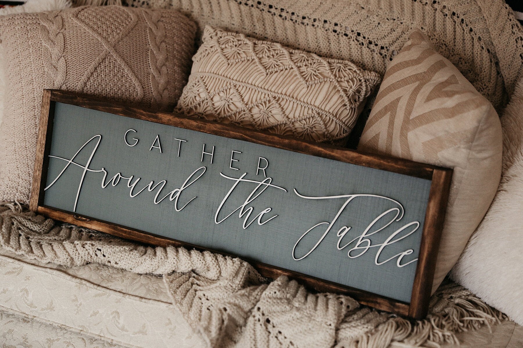 Gather Around The Table Wooden Sign 3D Sign Kitchen Wall Etsy