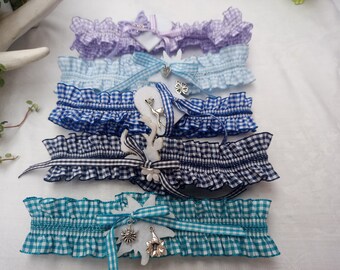 Sexy garter ruffles in many colorful Vichy check colors checked Rockabilly wedding bride