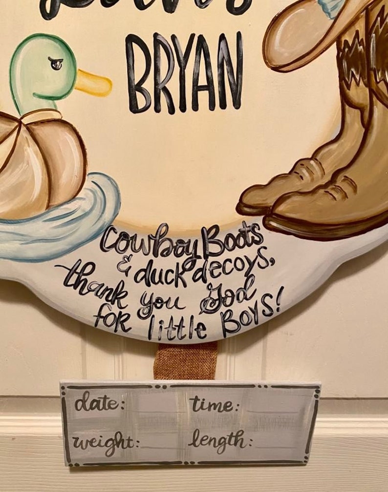 Baby Boy Hospital Nursery Door Hanger Hunting Ducks Cowboy Etsy