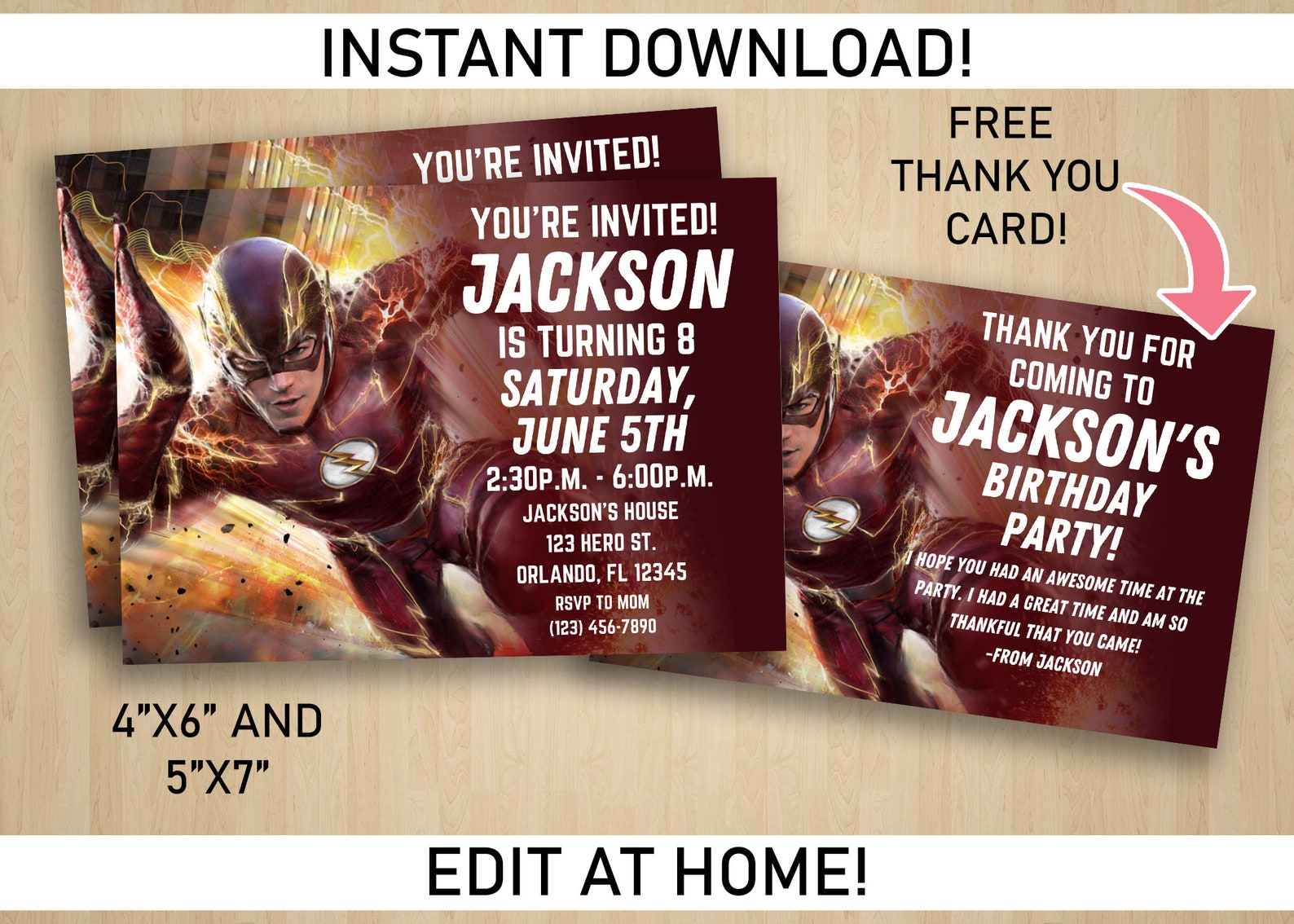 The Flash Birthday Party Invitation Instant Digital | Etsy