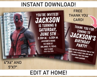 12pack birthday Dead pool Party Invitations with matching envelopes 12pack birthday Dead pool Party Invitations with matching envelopes