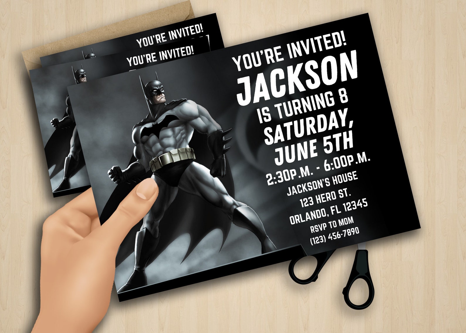 Batman Birthday Party Invite Digital Invitation Etsy
