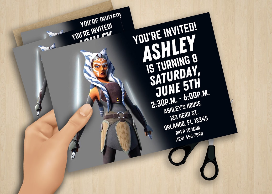 Ahsoka Tano Birthday Party Invitation Digital Invitation Etsy
