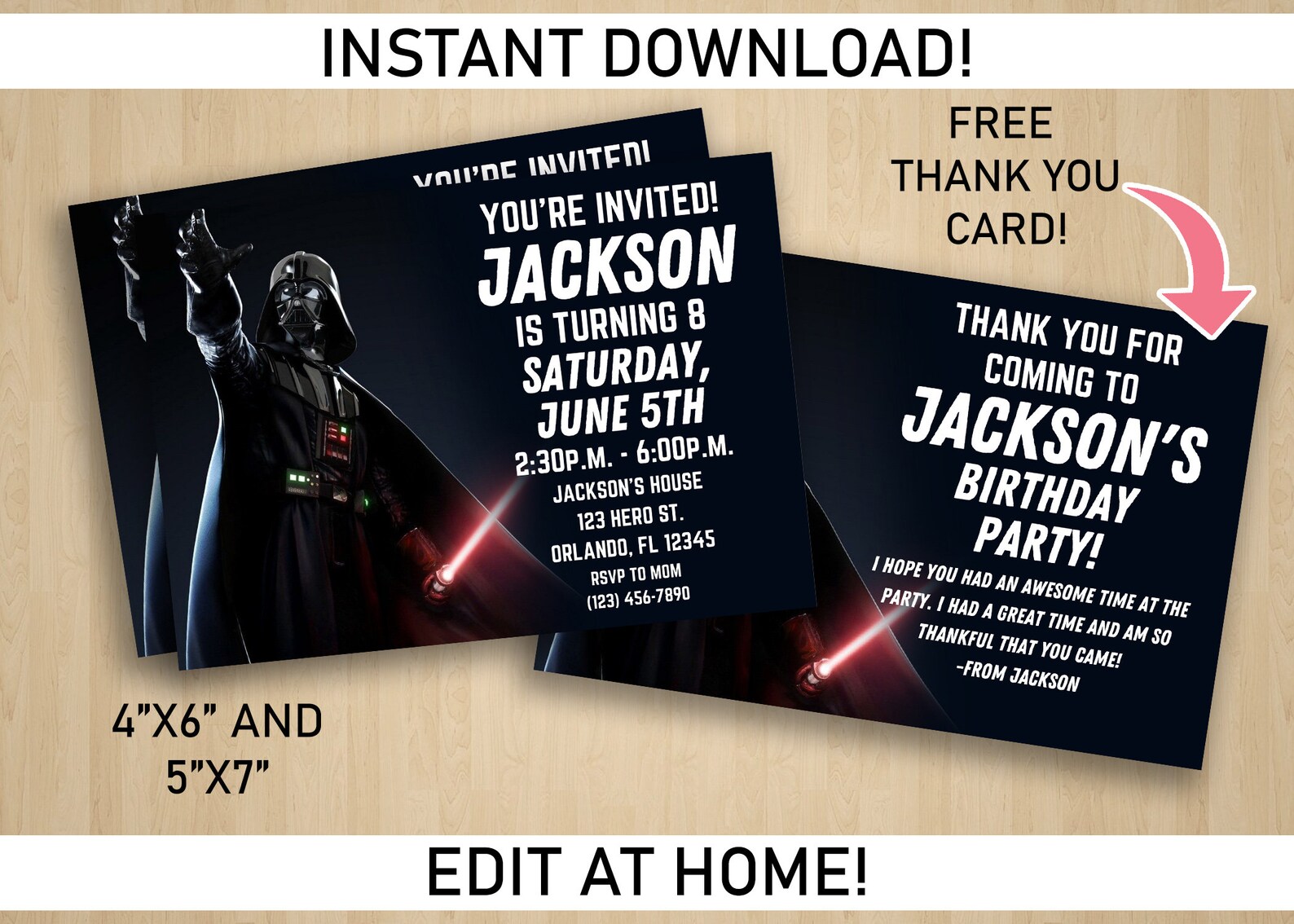 Darth Vader Birthday Party Invitation Digital Invitation - Etsy 日本