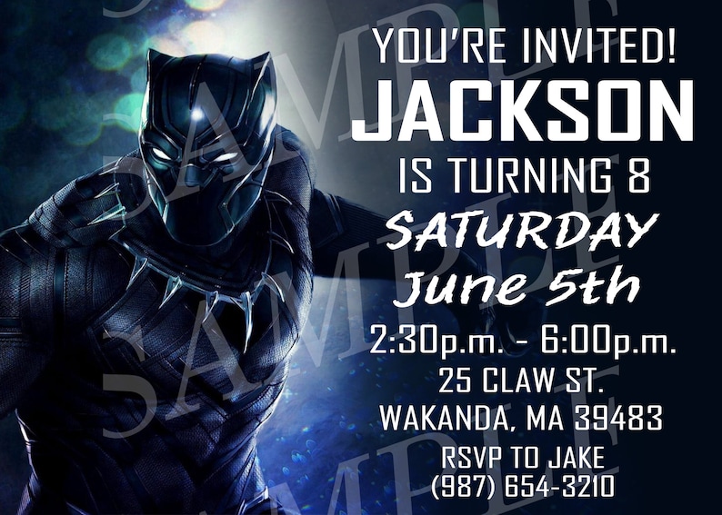 Black Panther Birthday Party Invite Digital Invitation | Etsy
