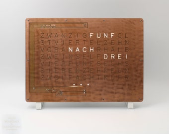 LED-Buchstabenuhr mit Designtext im deutschen Industriestil, Dekoration für Wohnzimmer, Farbe Weiß