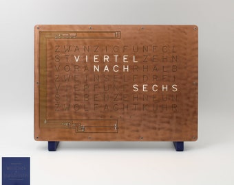 Word Clock design LED letters German text living room decoration industrial style WordClock by StarkAllister Saphir Blue