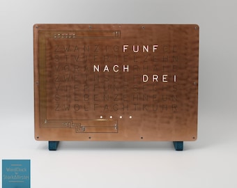 Word Clock design LED letters German text living room decoration industrial style WordClock by StarkAllister Lake Blue