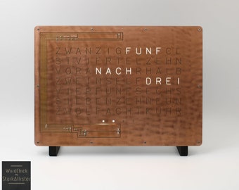 LED-Buchstabenuhr mit Designtext im deutschen Industriestil, Wohnzimmerdekoration in schwarzer Farbe