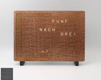 Word Clock design LED letters German text living room decoration industrial style WordClock by StarkAllister Grey