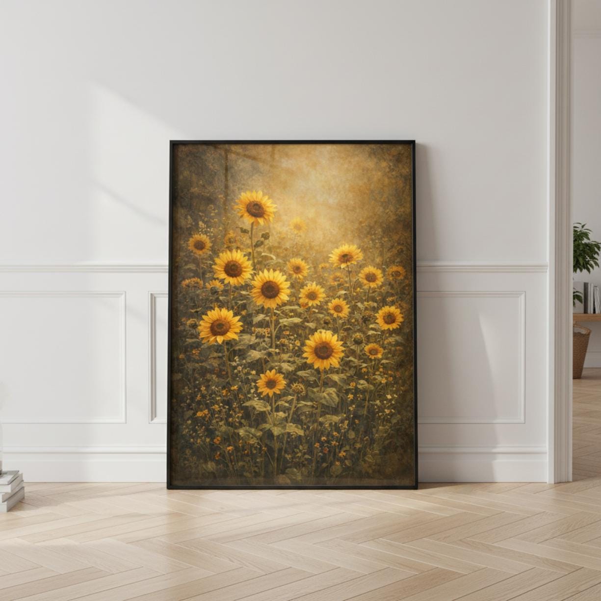 Vintage Sunflower Field Rolled Poster | Vintage Floral Wall Art - Etsy