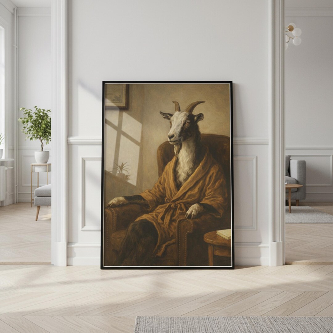 Goat Robe Therapist Goat in Robe Rolled Poster | Anthropomorphic Animal Art - Etsy