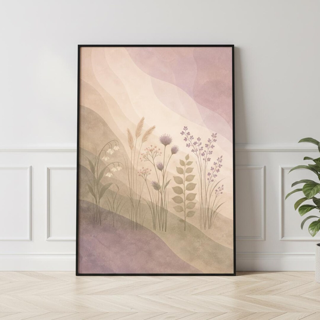 Minimalist Wildflower Meadow Rolled Poster | Botanical Floral Wall Art ...