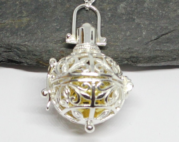 Angel Caller Sterling Silver Ornate Angel Caller Pendant, Ornate Harmony Ball ...
