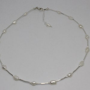 Dainty Sterling Silver Freshwater Pearls Choker, June Birthstone Freshwater Pearls Necklace, Freshwater Pearls Bridal Choker, Gift for Her