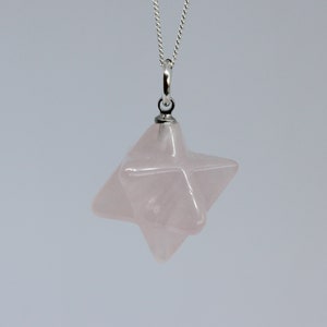 Sterling Silber Rosenquarz Kristall Merkaba Heilstein Halskette, Bergquarz Merkaba Anhänger, Heilgeschenk für Sie/Ihn