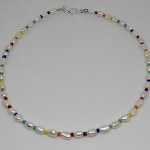 Freshwater Pearls Rainbow Choker Necklace, Freshwater Pearls Choker, Rainbow Pearls Jewellery, Gift for Her