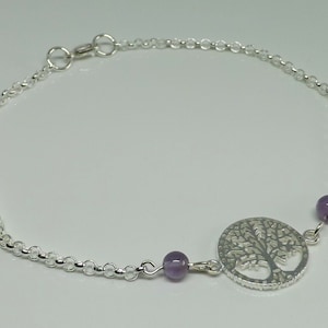 Sterling Silver Tree of Life Anklet, Sterling Silver Tree of Life Gemstone Ankle Bracelet, Sterling Silver Tree of Life Boho Anklet Bracelet