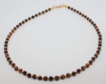Tiger Eye Gemstone Choker Necklace, Tiger Eye Jewellery, Tiger Eye Necklace, Tiger Eye Choker, Gift for Her/Him