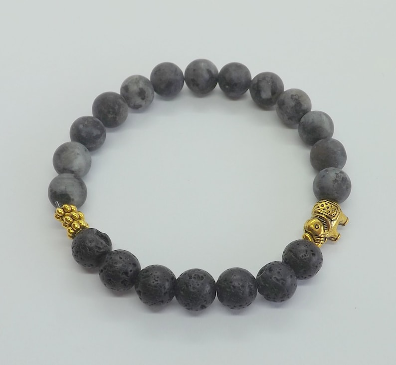 Natural Labradorite 8mm Natural Black Lava Bead Diffuser Bracelet