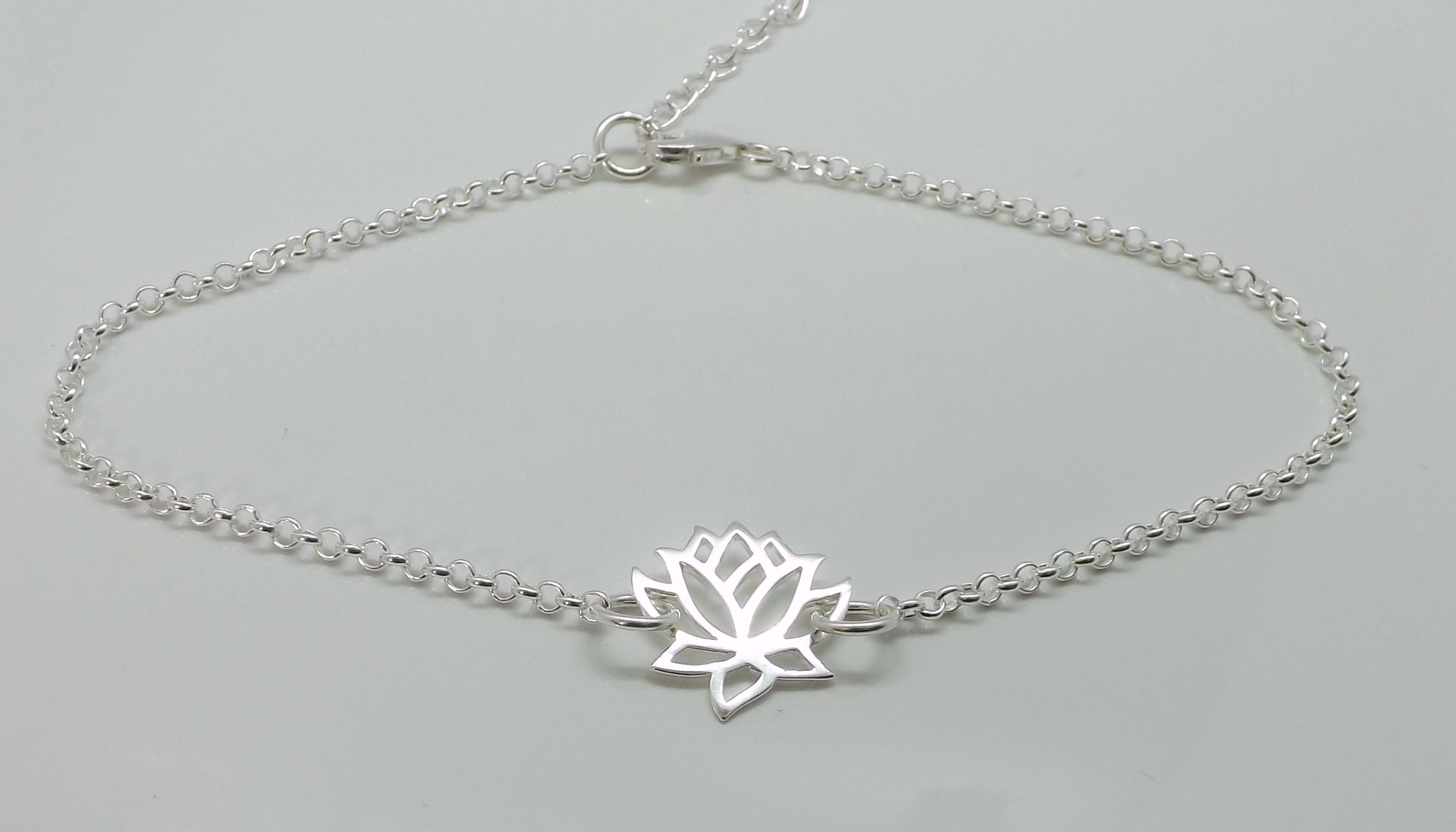 Sterling Silver Lotus Flower Ankle Bracelet - Journeys