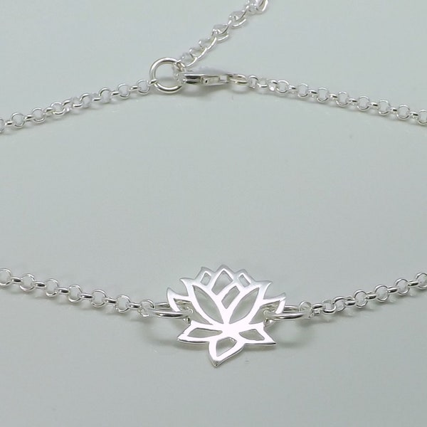 Sterling Silver Lotus Flower Anklet Bracelet Ankle Bracelet Sterling Silver Yoga Meditation Jewellery Gift for Her