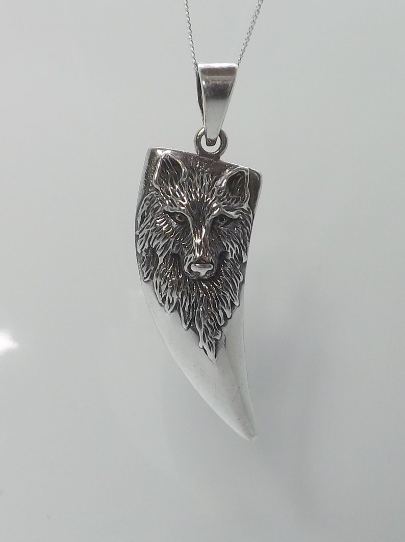 Sterling Silver Wolf Dagger Pendant Sterling Silver Wolf Horn - Etsy