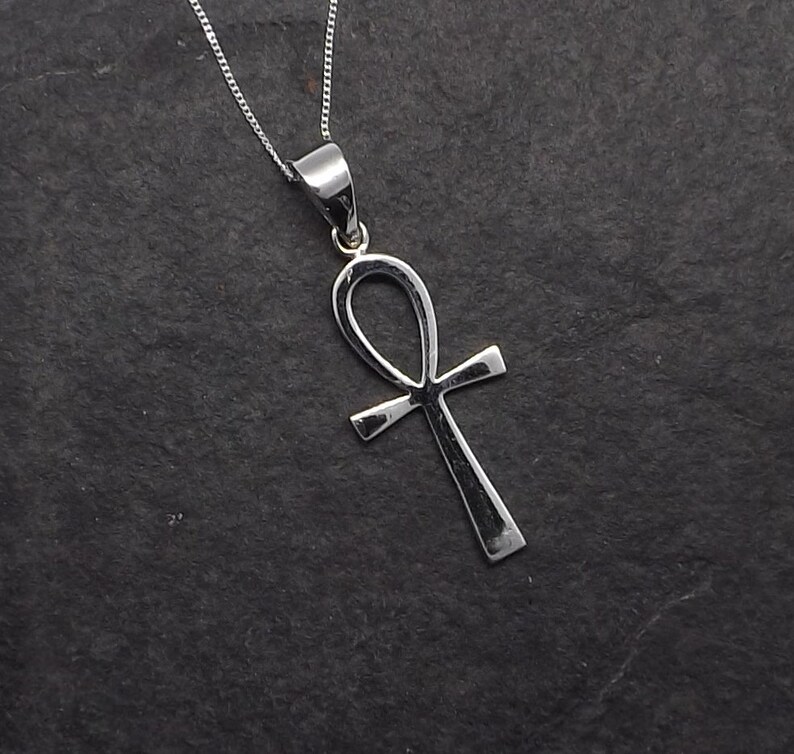 Large Sterling Silver Egyptian Ankh Cross Pendant Necklace - Silver Ankh Cross Pendant Large Sterling Silver Egyptian Ankh Cross Pendant Necklace - Silver Ankh Cross Pendant