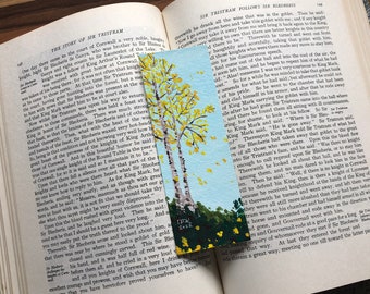 Fall Poplars Bookmark | ORIGINAL Painted Bookmark | Handpainted Bookmark | Nature Inspired Gift | Literary Gift Idea