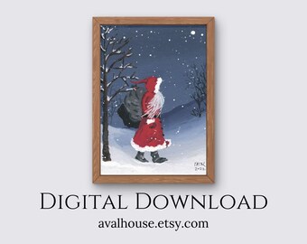 Father Christmas Digital Download | Instant Download Santa Claus Art Print | Printable Christmas Wall Art | Download Printable Art