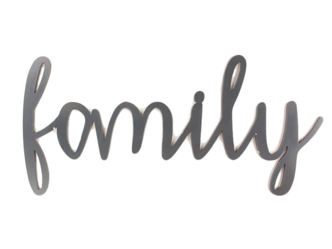 Family Cursive Metal Wall Decor Sign Etsy