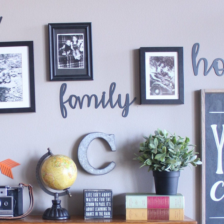 Family Cursive Metal Wall Decor Sign Etsy