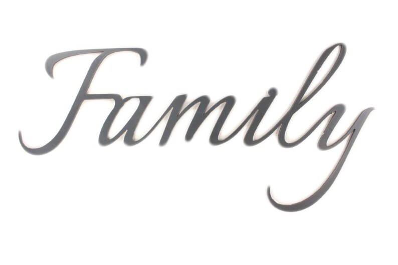 Family Cursive Metal Sign Family Wall Decor Sign Gallery Etsy