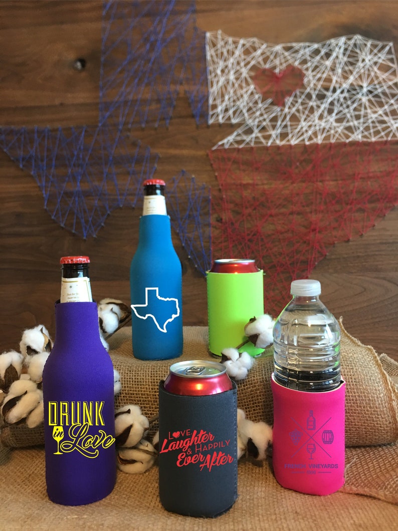 Personalized Wedding Can Coolers We Got Hooked Hashtag Multiple Colors//Quantities Available Personalized Wedding Favors Neoprene Can Coolers
