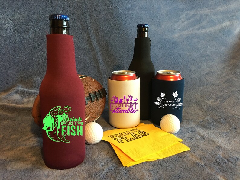 Personalized Wedding Can Coolers We Got Hooked Hashtag Multiple Colors//Quantities Available Personalized Wedding Favors Neoprene Can Coolers
