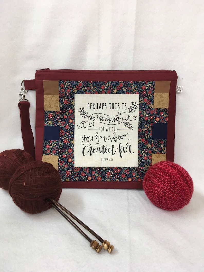 Perhaps this is the moment pieced front knitting project bag