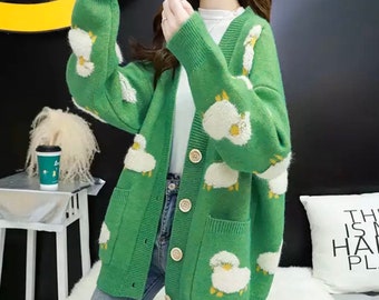 sheep print cardigan